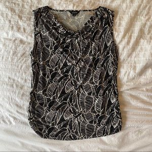 Jessica Black and Cream Leaf Patterned Tank Top